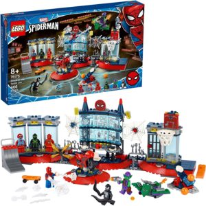 LEGO Marvel Spider-Man Attack on The Spider Lair 76175 Cool Building Toy, Featuring The Spider-Man Headquarters; Includes Spider-Man, Green Goblin and Venom Minifigures (466 Pieces) - Dark Helmet Collectibles