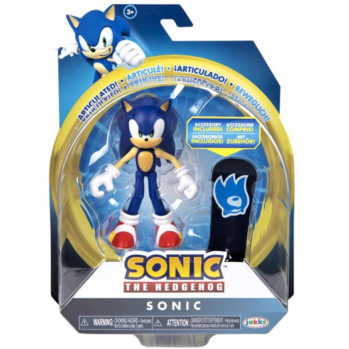 Sonic the Hedgehog Articulated SONIC 4" Action Figure with Snowboard 11 Joints 